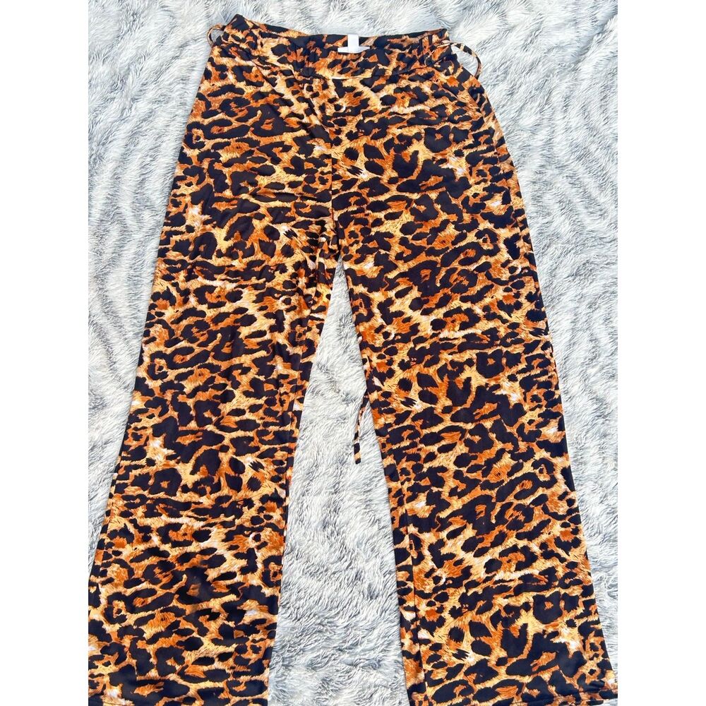 Morgan Taylor Medium Leopard Print Wide Leg Palazzo Pants Medium Womens High